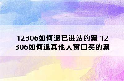 12306如何退已进站的票 12306如何退其他人窗口买的票